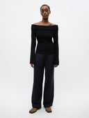 Navy pinstripe dore pants