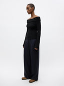 Navy pinstripe dore pants
