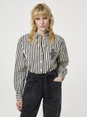 Ecru gestreepte blouse alex