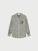 Ecru gestreepte blouse alex
