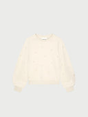 Licht beige sweater met embroidery hartjes dina