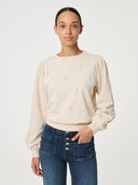 Licht beige sweater met embroidery hartjes dina
