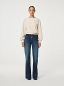 Licht beige sweater met embroidery hartjes dina