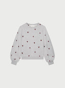 Licht grijze sweater met embroidery hartjes dina