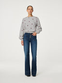 Licht grijze sweater met embroidery hartjes dina