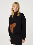 Zwarte sweater met cheetah archie sweater