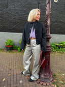 Zilveren metallic broek cristalle