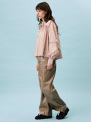 Beige broek met leerlook hortensis