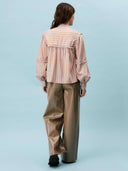 Beige broek met leerlook hortensis