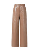 Beige broek met leerlook hortensis