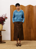 Blauw gebreide knit myosotis