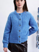 Lavendelblauw bouclé vest syros