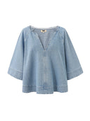 Blauwe denim blouse citrine