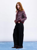 Bordeaux geruit vest aomori