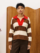 Bruin gestreepte sweater cochique