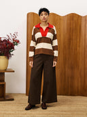 Bruin gestreepte sweater cochique