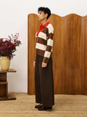 Bruin gestreepte sweater cochique