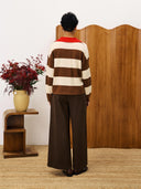 Bruin gestreepte sweater cochique