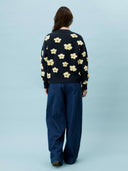 Donkerblauw gebreid vest bergenia