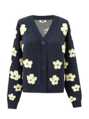 Donkerblauw gebreid vest bergenia