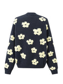 Donkerblauw gebreid vest bergenia