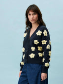 Donkerblauw gebreid vest bergenia