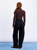 Donkerblauwe wide leg jeans bandai