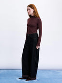 Donkerblauwe wide leg jeans bandai