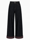 Donkerblauwe wide leg jeans bandai