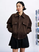 Donkerbruine suede bomberjacket foxton