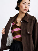 Donkerbruine suede bomberjacket foxton