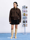 Donkerbruine suede bomberjacket foxton