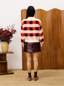 Multi geruite cardigan viola