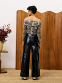 Zwarte vinyl broek siamois pants