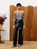Zwarte vinyl broek siamois pants