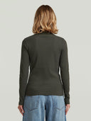 Donkergroene a line slim rib mock longsleeve