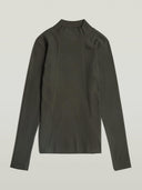 Donkergroene a line slim rib mock longsleeve