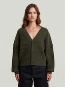 Donkergroene loose cardigan knit