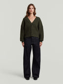 Donkergroene loose cardigan knit
