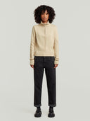Lichtbeige trui milano half zip knit