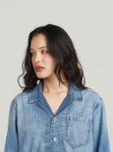 Denim blouse resort boxy relaxed shirt l\s wmn
