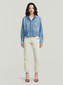 Denim blouse resort boxy relaxed shirt l\s wmn