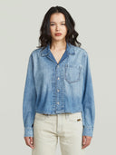 Denim blouse resort boxy relaxed shirt l\s wmn