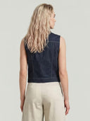 Donkerblauw denim gilet