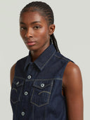 Donkerblauw denim gilet