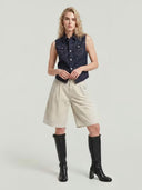 Donkerblauw denim gilet