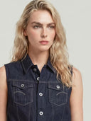 Donkerblauw denim gilet