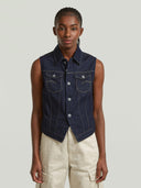 Donkerblauw denim gilet