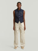 Donkerblauw denim gilet