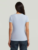 Lichtblauw t-shirt slim rib t wmn